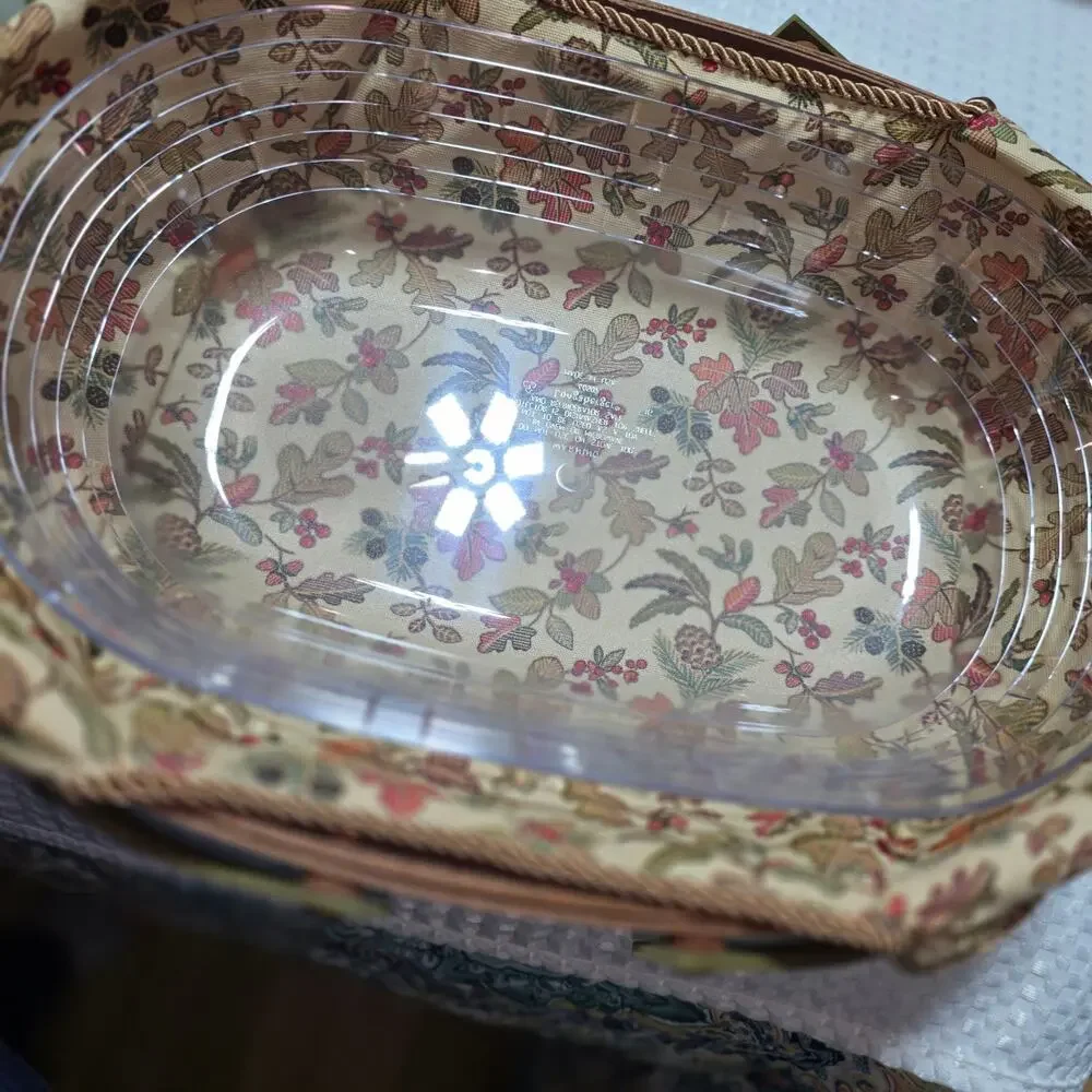 LONGABERGER GREEN OVAL GATHERING BASKET HARD PROTECTOR W LID